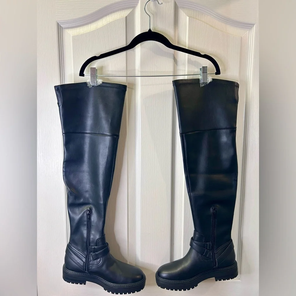 🖤”Guess” NIB Black “Jellio” Over the Knee Lug Chunky Sole Boots Size 7.5